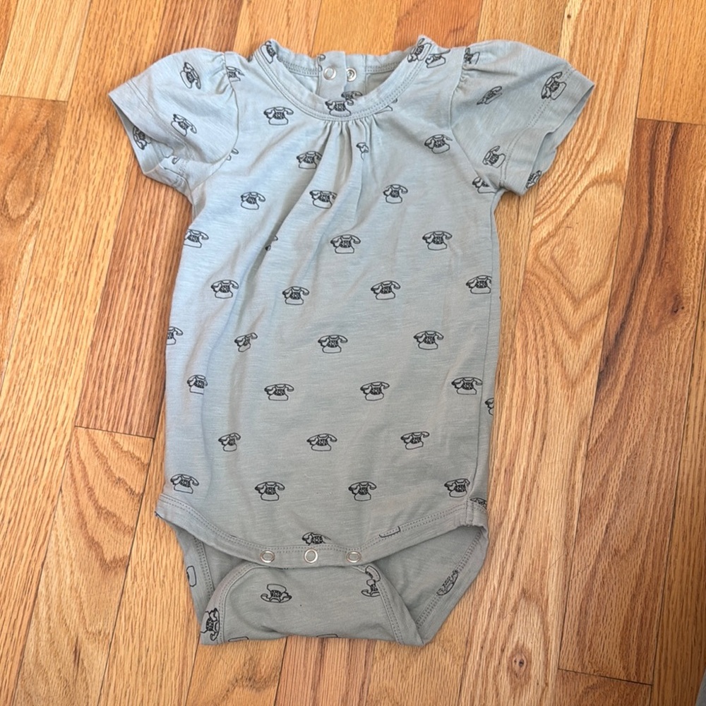 Gray Baby Onesie with telephone print